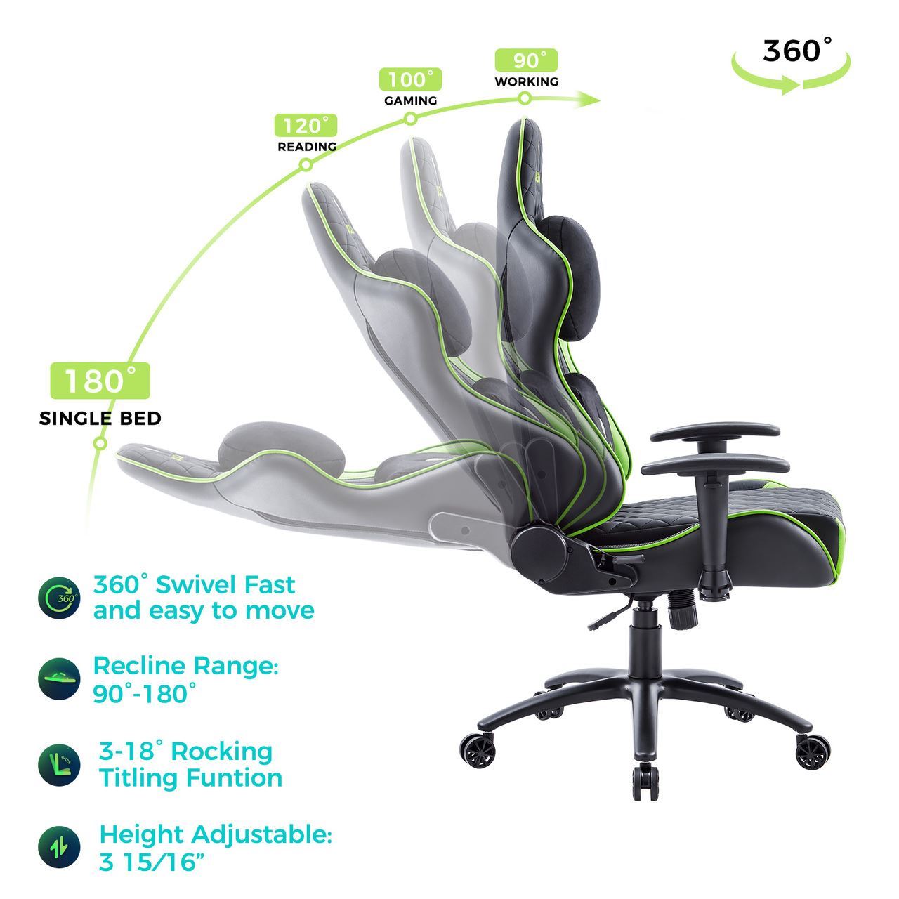 Eureka Ergonomic ONEXGX330BG Gaming chair Frankopop